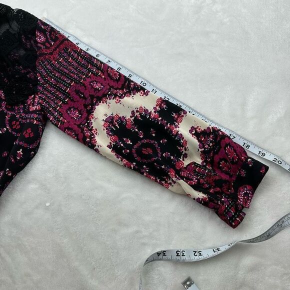 Revolve Gypsy 05 Womens Size M Long Sleeve Boho Dress Pink Red Paisley Silk - Picture 9 of 11